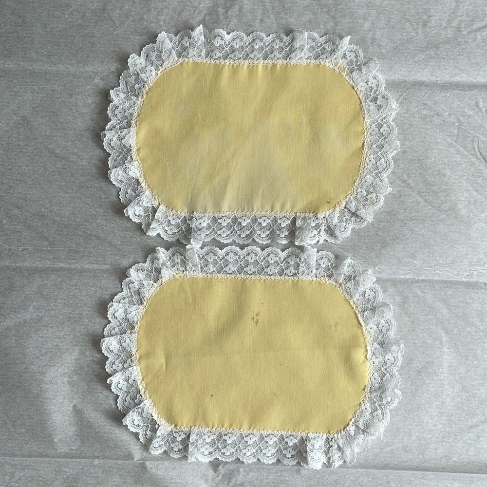 Vintage dolly 2 yellow and white with lace small stain on one